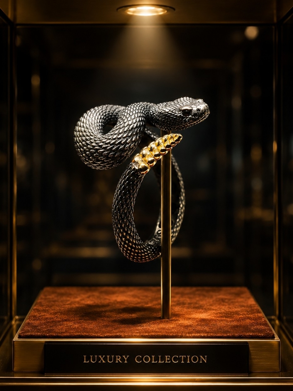 Unisex Gray & Gold Snake Terrarium Decor - Pets Reptile